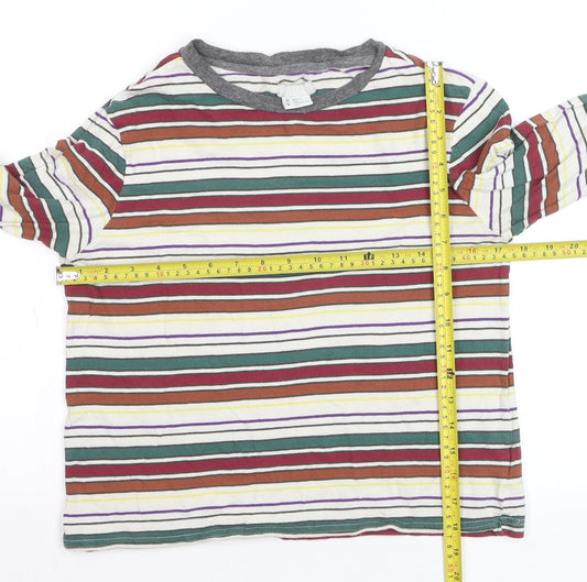 Cooperative Men's Multicoloured Striped Long Sleeve Cotton T-Shirt M