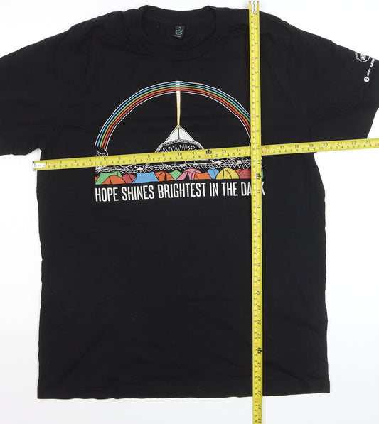 Earth Positive Men's Black Medium Graphic Festival Quote T-Shirt