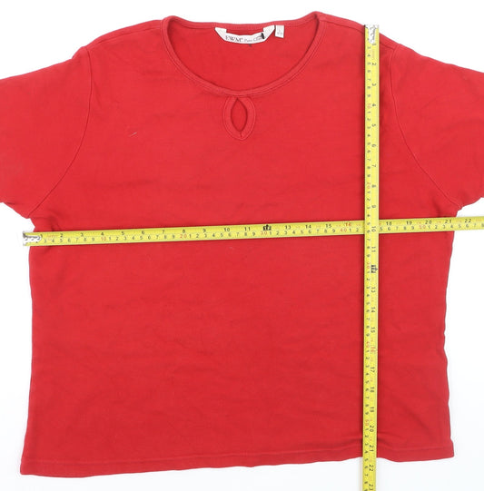 EWM Women Red Cotton Short Sleeve Basic T-Shirt Size 18