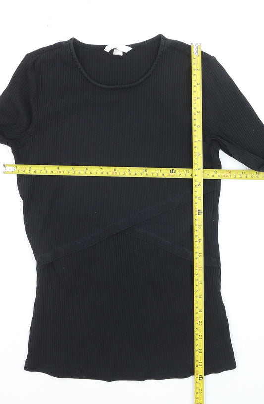 H&M Women’s Black Maternity Long Sleeve Stretch Jersey Top Size 10