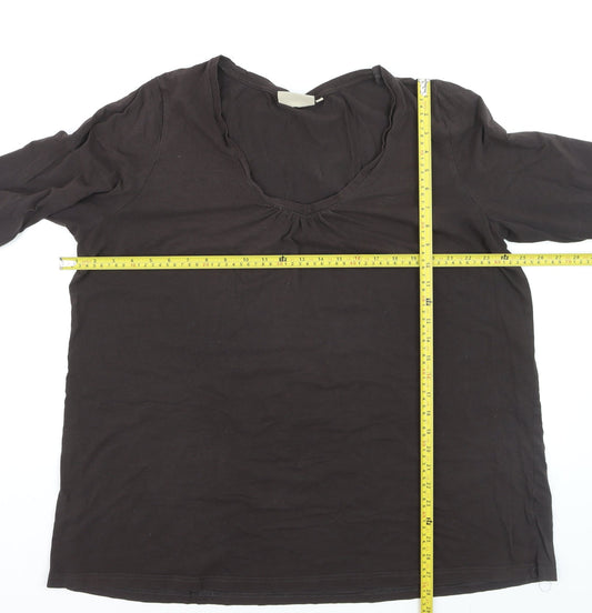 Avenue Women's Black V-Neck Long Sleeve Cotton Stretch T-Shirt Size 24