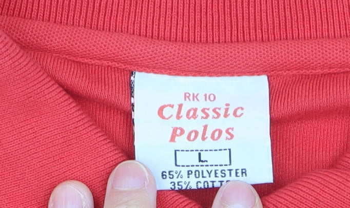 Classic Polos Men's Red England Crest Short Sleeve Polo Shirt Size L