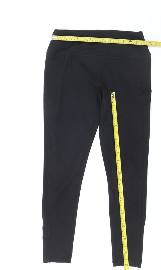 Decathlon Womens Black Workout Leggings Size S Slim Fit Stretchy Gym Wear