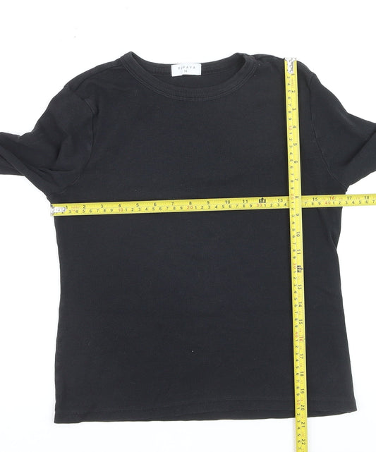 Papaya Women Black Long Sleeve Basic T-Shirt Size 14