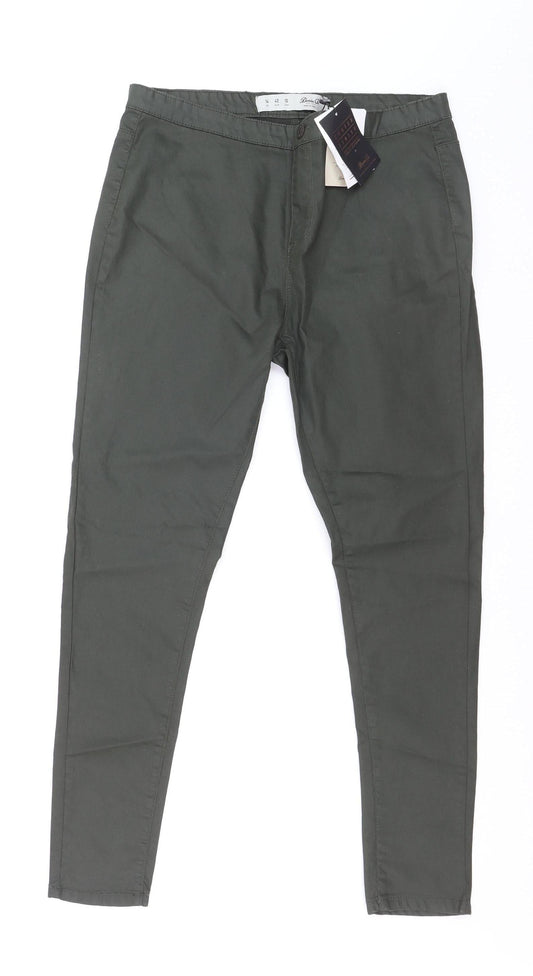Denim Co. Women's Green Size 14 Chino Slim Trousers
