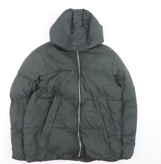 Primark Women’s Green Puffer Jacket Hooded Medium Thermal Wind Resistant