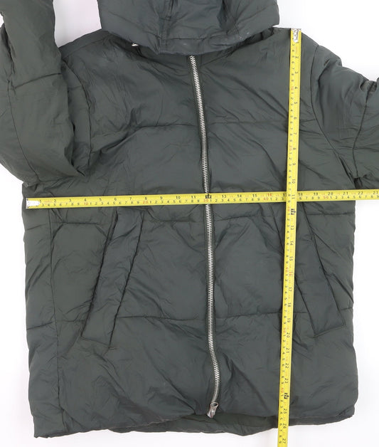 Primark Women’s Green Puffer Jacket Hooded Medium Thermal Wind Resistant