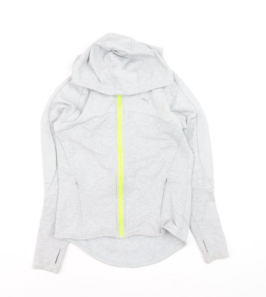 Puma Men's Grey XS Slim Fit Hooded Track Jacket