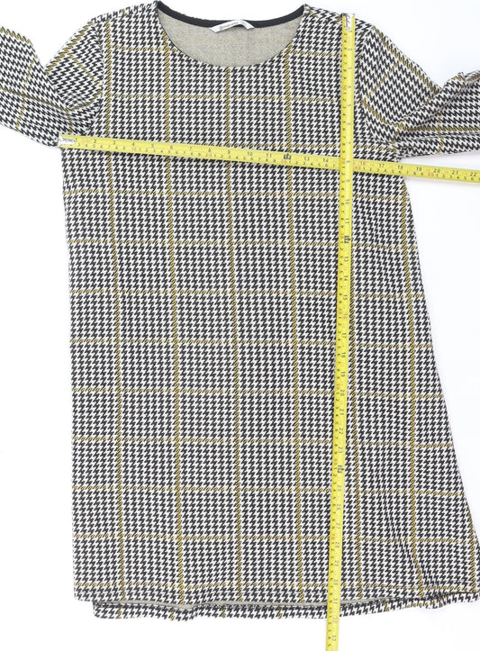 Stradivarius Women's Multicoloured Houndstooth Shift Dress Size 14