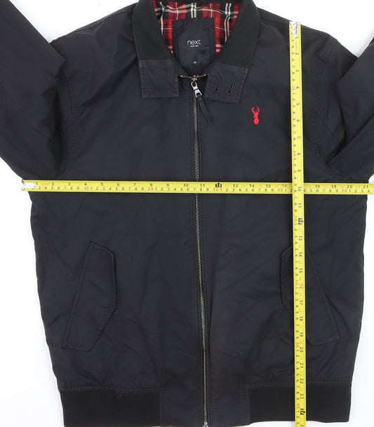 Next Men's Black Bomber Jacket M Cotton Nylon Lined Casual Style