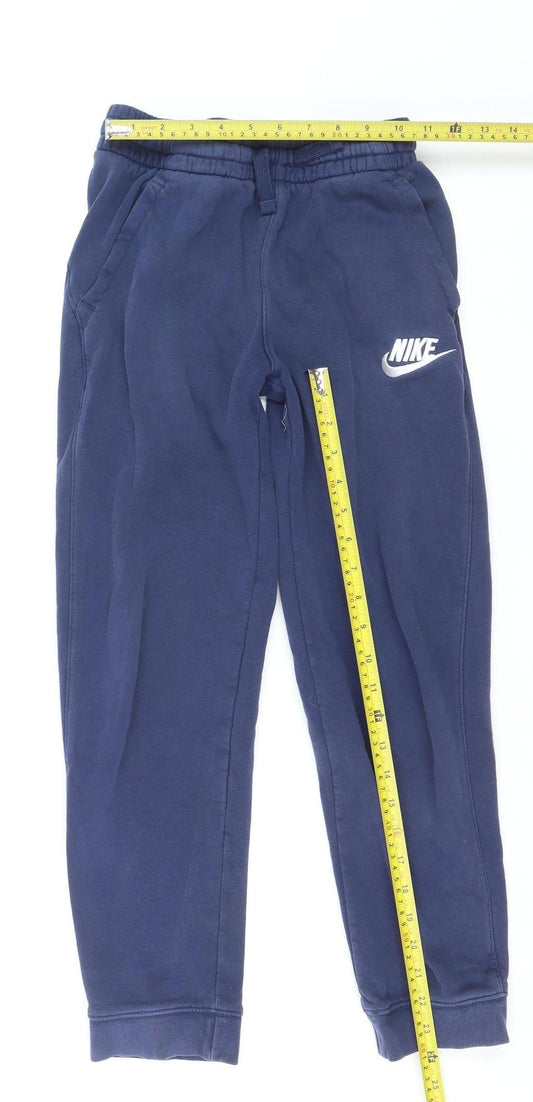 Nike Boys Blue Jogger Trousers 12-13 Years Elastic Waist Fleece Activewear