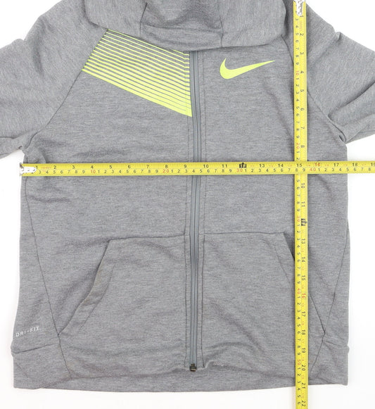 Nike Boys Grey Full Zip Dri-FIT Hoodie XL - Athletic Sportswear