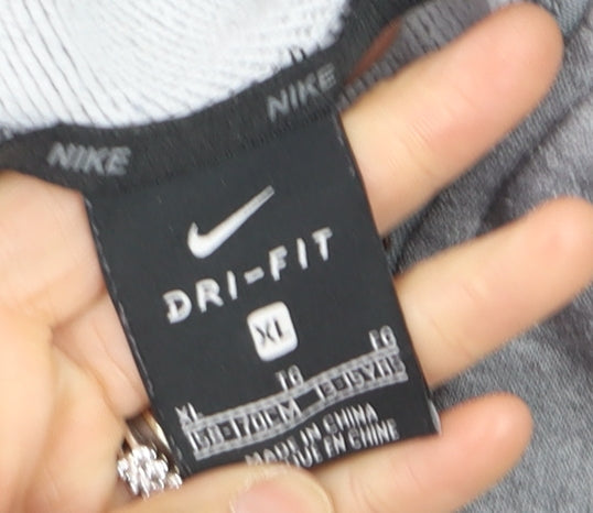 Brand and care label for Nike boys’ grey full zip dri-fit hoodie xl - athletic sportswear