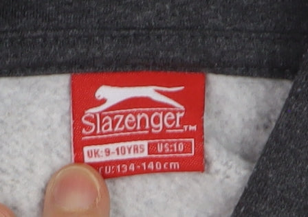 Additional view of Slazenger boys’ grey full zip fleece hoodie 9-10 years