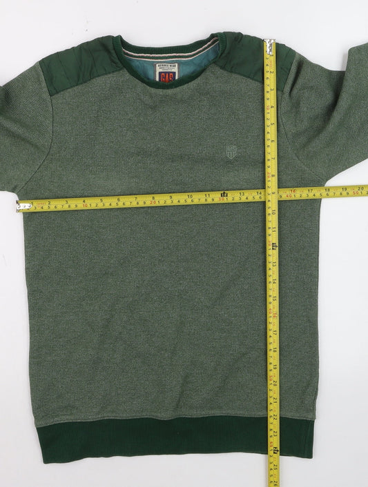 GAS Men's Green Cotton Blend Crew Neck Pullover Jumper Size S