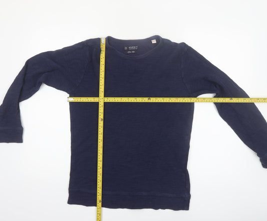 Esprit Mens Blue Slim Fit Long Sleeve Cotton Casual Top M