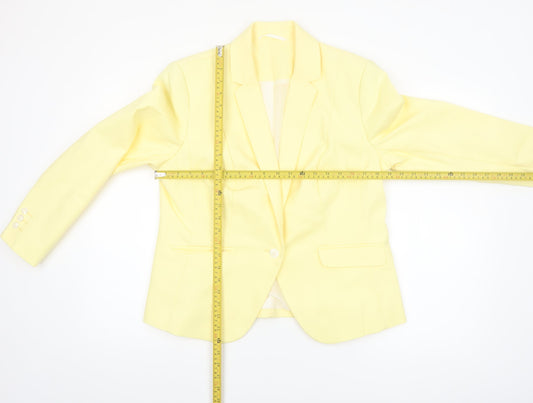 Marks and Spencer Women Yellow Single-Breasted Blazer UK 16 Cotton Blend