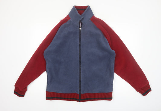 Marks and Spencer Men Blue Red Fleece Full Zip Jacket Size M