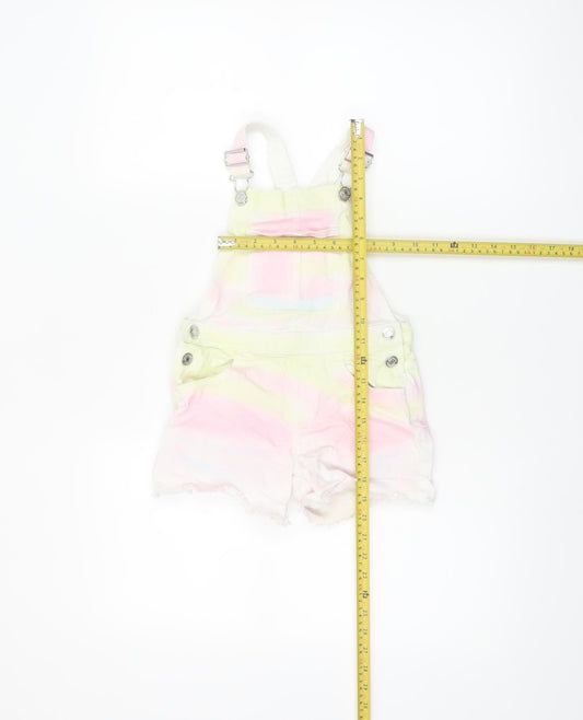 Primark Girls Multicoloured Denim Dungaree Playsuit 5-6 Years Adjustable Straps
