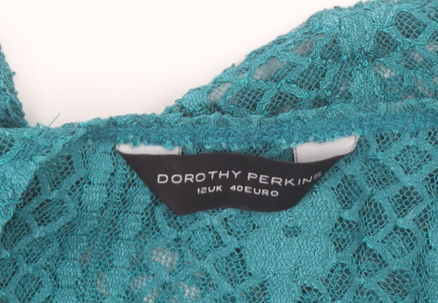 Dorothy Perkins Women’s Green Lace Cropped Tie Blouse Size 12