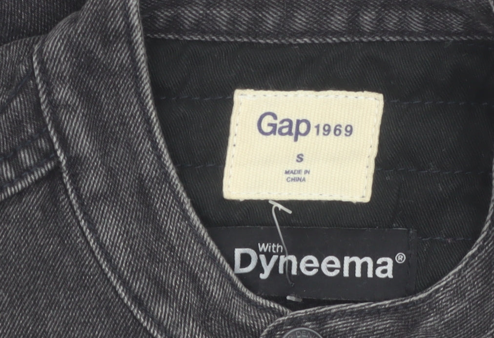 Gap 1969 Mens Grey Denim Biker Jacket S Regular Fit Full Zip