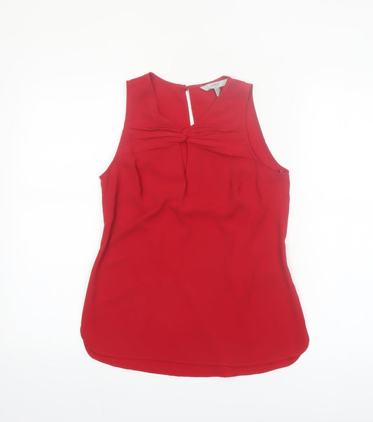 Coast Women's Red Sleeveless Blouse UK 6 Polyester Knot Front