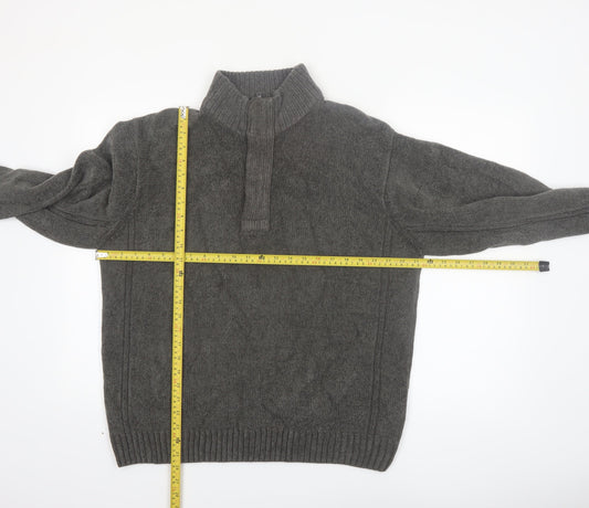 Dunnes Men’s Grey Acrylic 1/4 Zip High Neck Jumper L