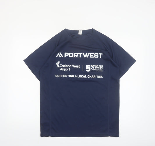 Roly Portwest Men's Navy Polyester Short Sleeve Active T-Shirt M