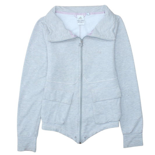 Additional front view of Adidas Women's Grey Track Jacket, size 12, Full Zip Sports Top