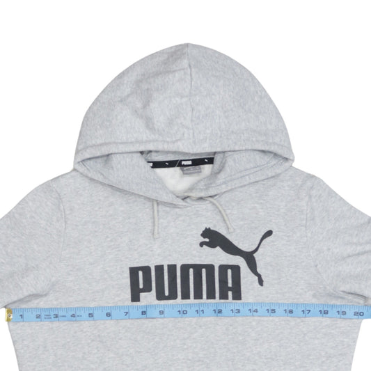 Puma Mens Grey Pullover Hoodie M Logo Fleece Sweatshirt