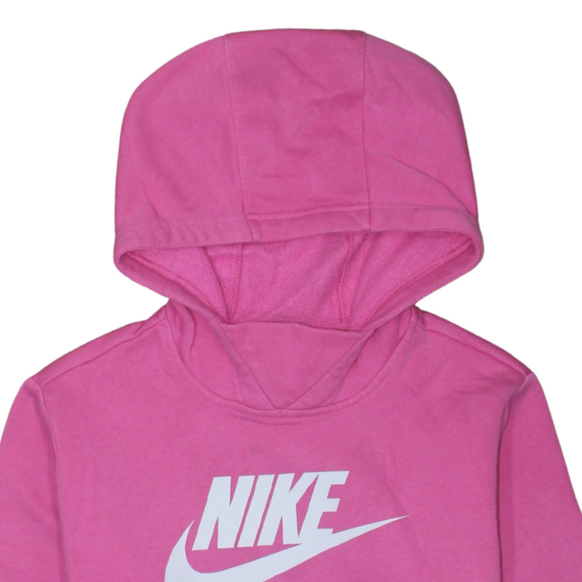 Additional view of Nike girls’ pink pullover hoodie sweatshirt, size 146, fleece logo hooded