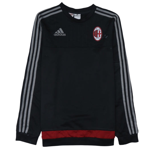 Additional front view of Adidas boys’ black ac milan football sweatshirt 15-16 years pullover top