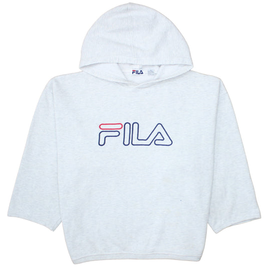 Additional front view of Fila Women Grey Pullover Hoodie Cotton Blend Logo Print M