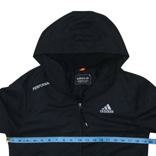 Adidas Men's Black M Hooded Windbreaker Jacket with Full Zip