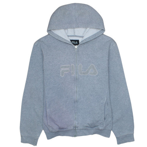 Additional front view of Fila women’s grey full zip hoodie xxl classic casual sweatshirt