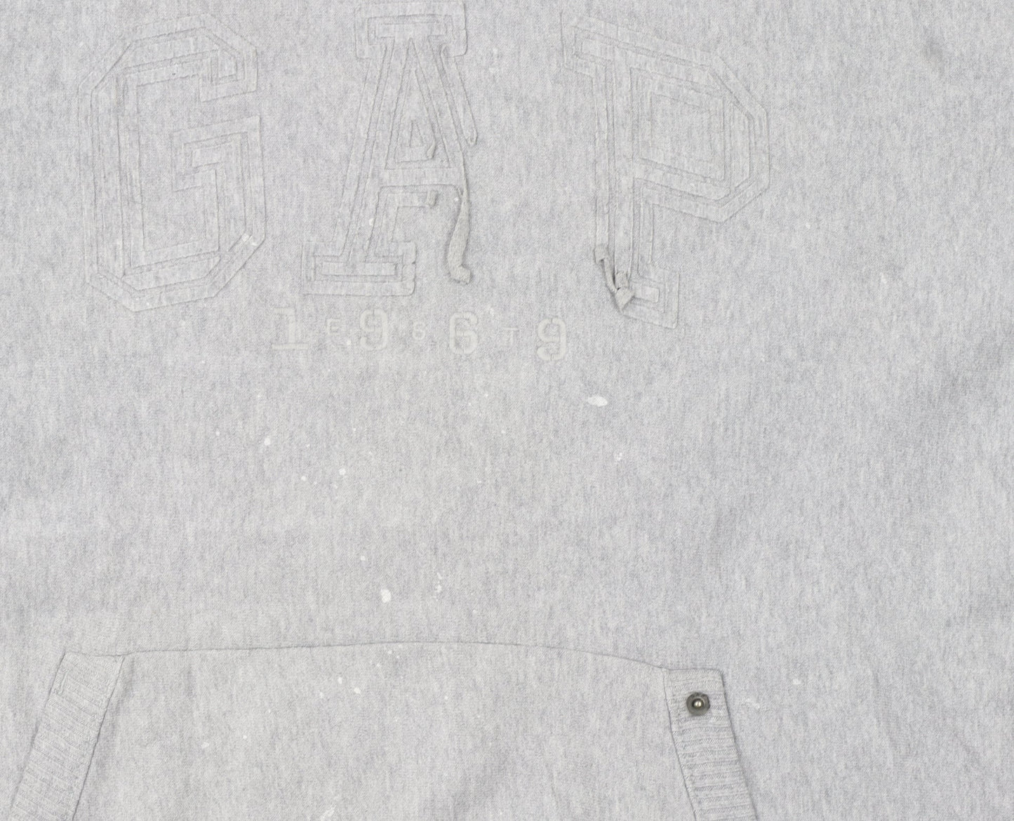 GAP Men's Grey Pullover Hoodie L Classic Logo Fleece Sweatshirt