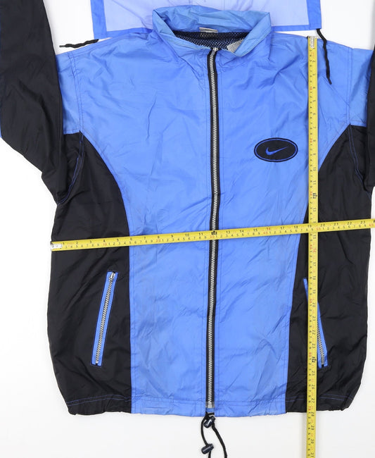 Nike Men's Blue & Black Windbreaker Jacket Size S Hooded