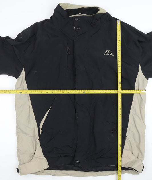 Kappa Men's Black Parka Jacket Size M Windproof Outdoor Coat