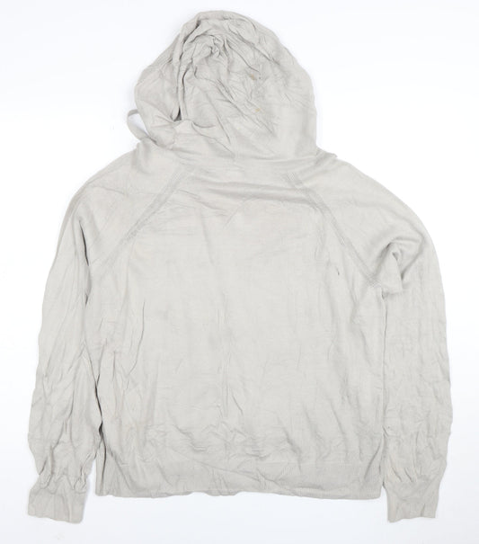 GAP Women Beige Hooded Pullover Sweatshirt Size L Cotton Blend