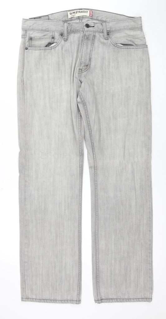 Levi's Men's Grey 514 Slim Straight Denim Jeans 33W x 30L