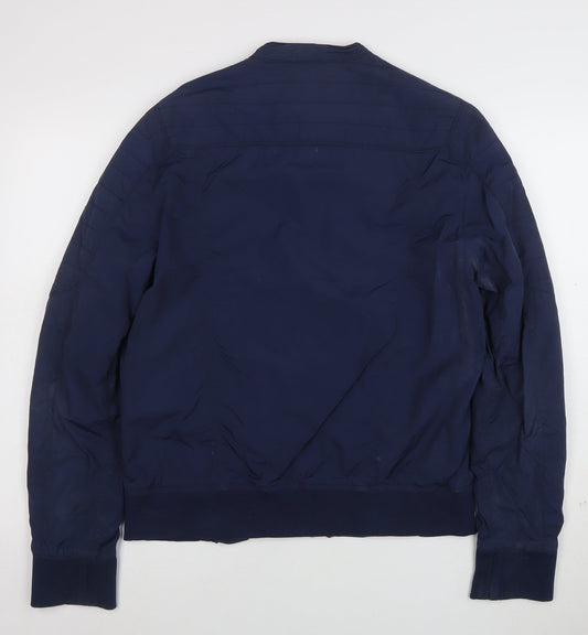 Tommy Jeans Men Blue S Bomber Jacket Polyester Stand-Up Collar