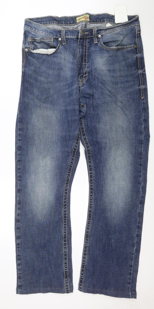 Wrangler 20X Men's Blue Regular Fit Straight Denim Jeans 36x36