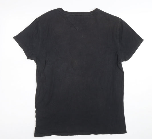Tommy Jeans Men's Black Regular Fit Cotton Crew Neck T-Shirt Size S