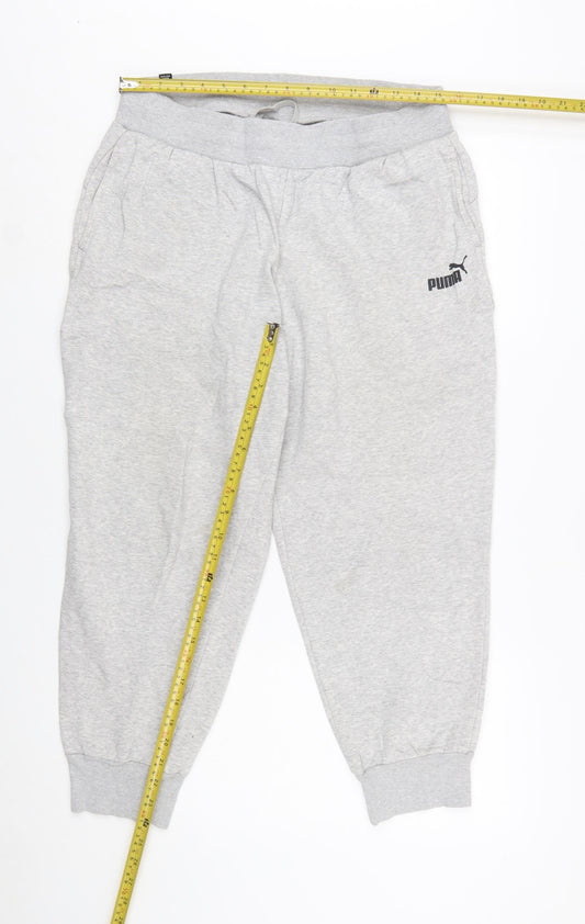 Puma Womens Grey Jogger Sweatpants L Cotton Blend