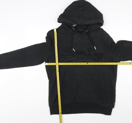 Superdry Womens Black Size 16 Pullover Hoodie with Logo Design