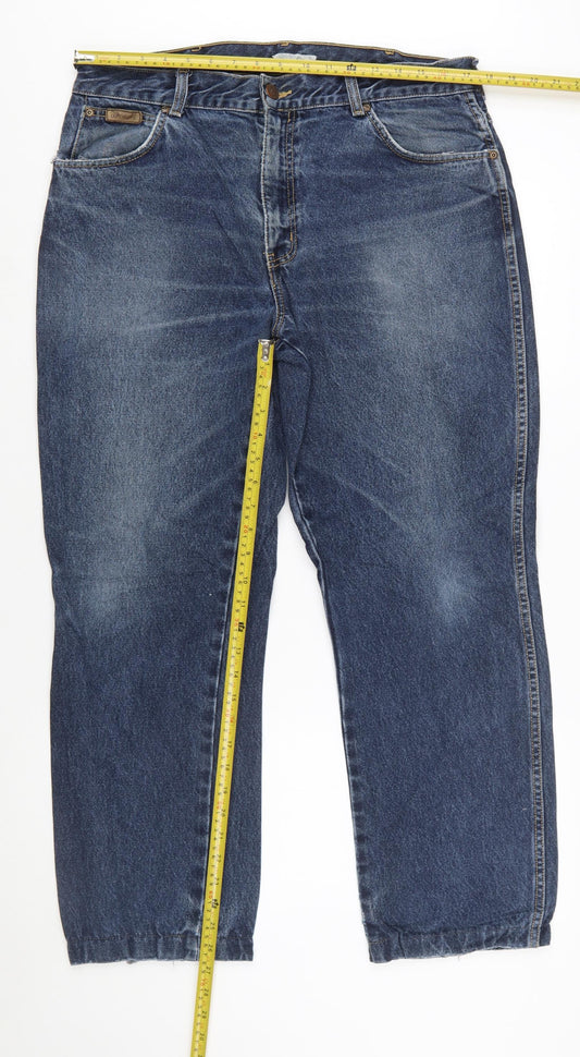 Wrangler Texas Men Blue 36x32 Straight Leg Denim Jeans