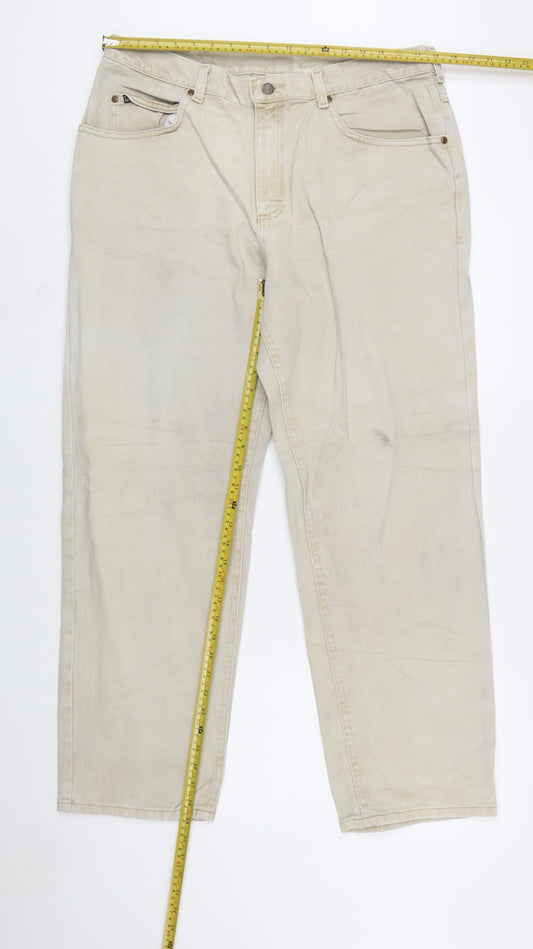 Lee Men's Beige 38x30 Straight Fit Cotton Denim Jeans