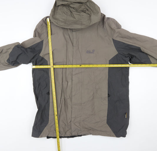 Jack Wolfskin Mens Khaki Grey XL Waterproof Hooded Outdoor Jacket