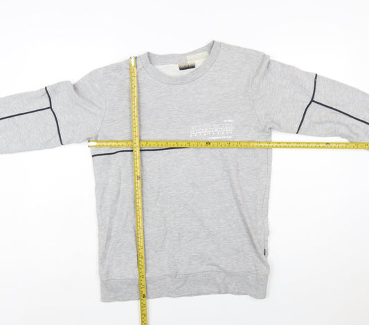 Napapijri Boys Grey Crew Neck Pullover Sweatshirt Size 14 Years