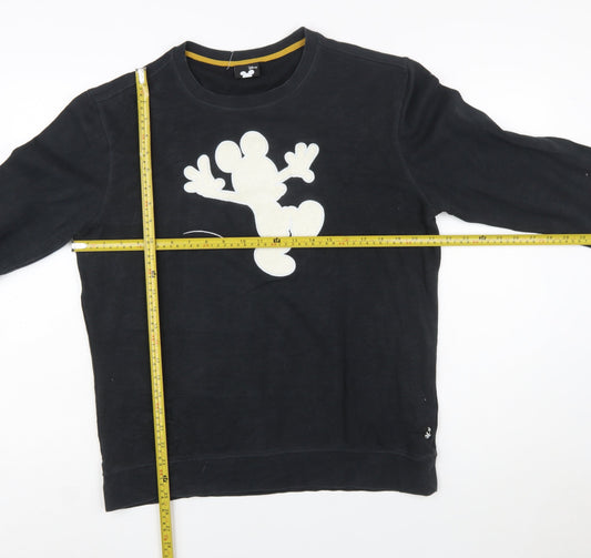 Disney Women's Black Mickey Sweatshirt L Cotton Pullover Casual